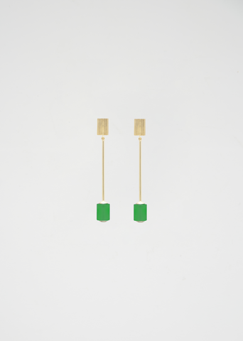 Deco Cilindro Earrings — Green Agate