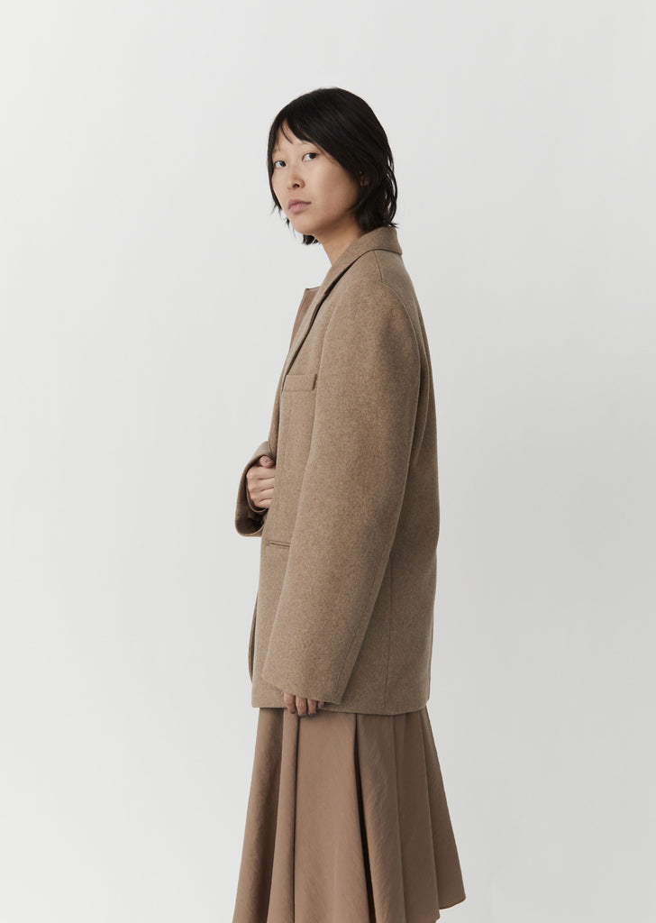 Long Single Breasted Jacket — Beige