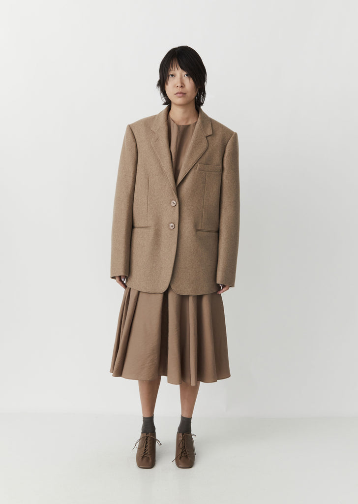 Long Single Breasted Jacket — Beige
