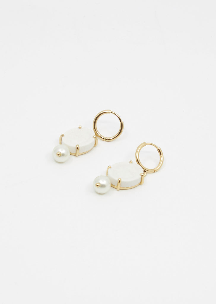 Porcelain Cameo & Pearl Earring