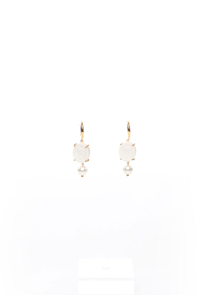 Porcelain Cameo & Pearl Earring