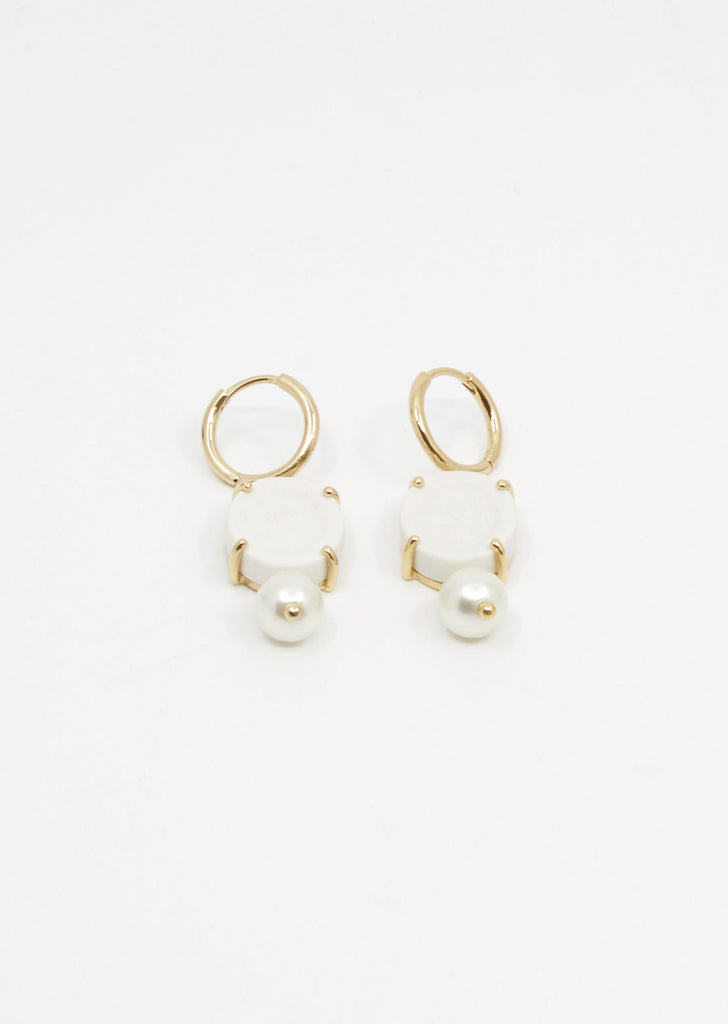 Porcelain Cameo & Pearl Earring