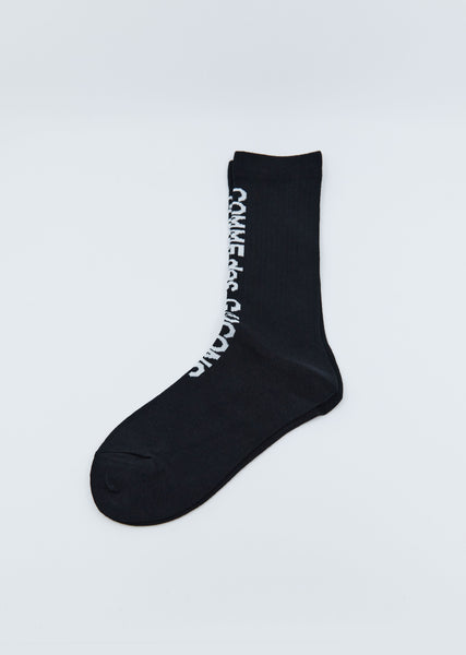 Long Ribbed Logo Socks — Black – La Garçonne