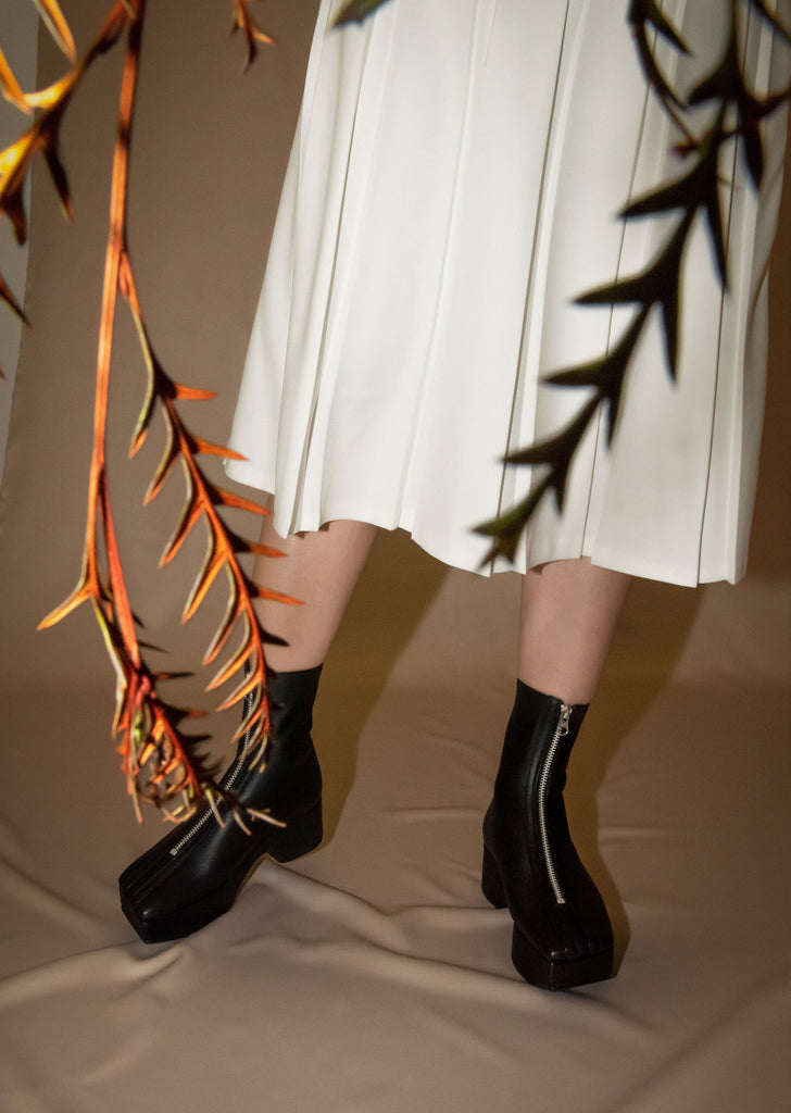 Zipped Platform Boot — Black