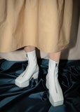 Zipped Platform Boot — White