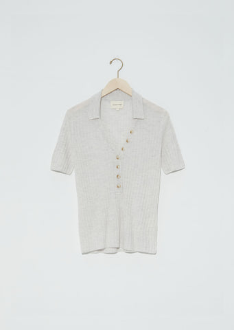 Socotra Wool & Cashmere Polo — Light Grey Melange