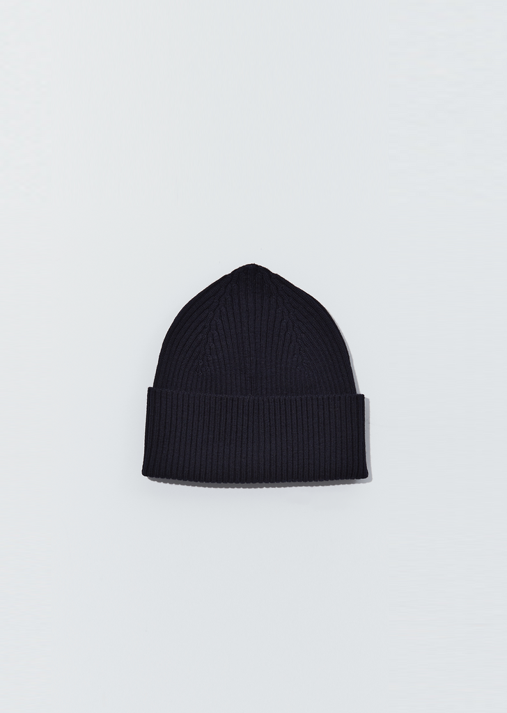 Merino Wool Long Rib Hat — Navy