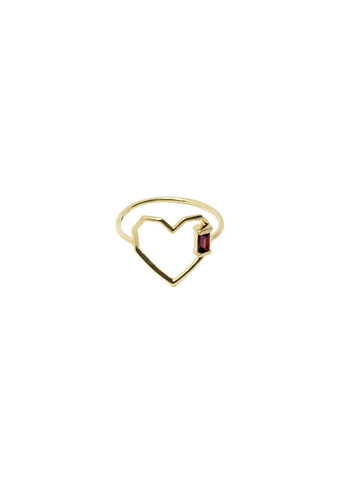 Corazon Baguette Garnet Ring