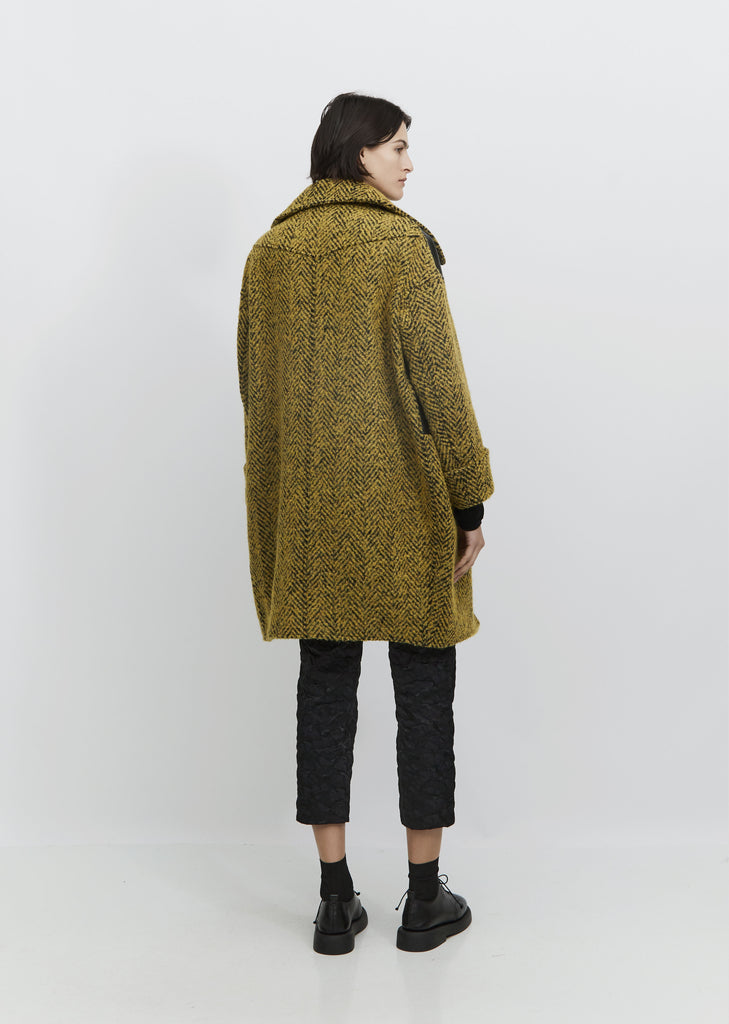 Tweed & Synthetic Leather Coat