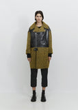 Tweed & Synthetic Leather Coat