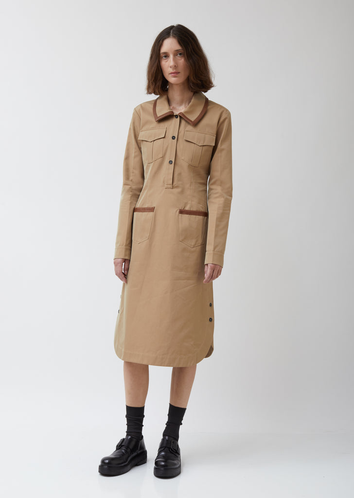 Safari Dress W/ Leather Trim