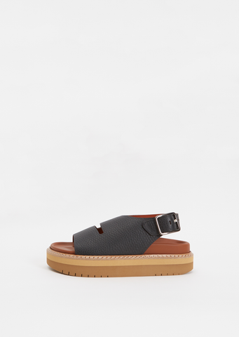 Fame Leather Platform Sandals — Black