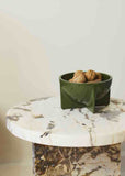 Small Round Standing Bowl — Dark Green