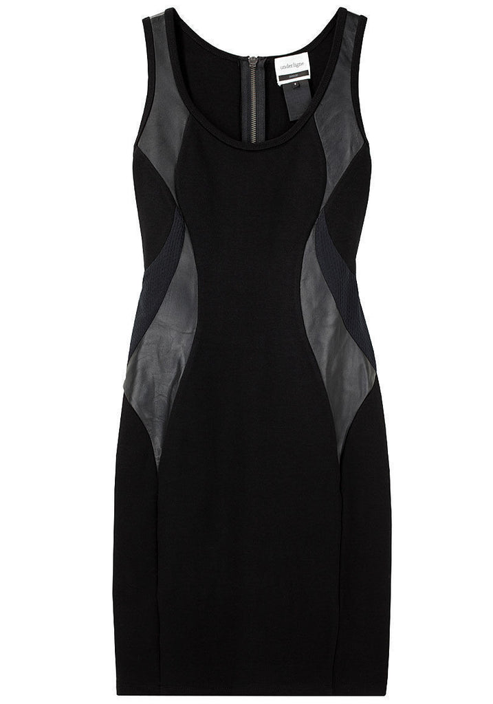 Seamed Dress w/ Leather