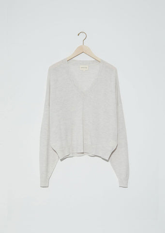 Hakueru Wool & Cashmere V Neck Sweater — Light Grey Melange