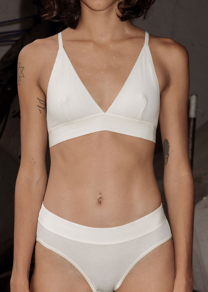 Triangle Rib Bra — Off White