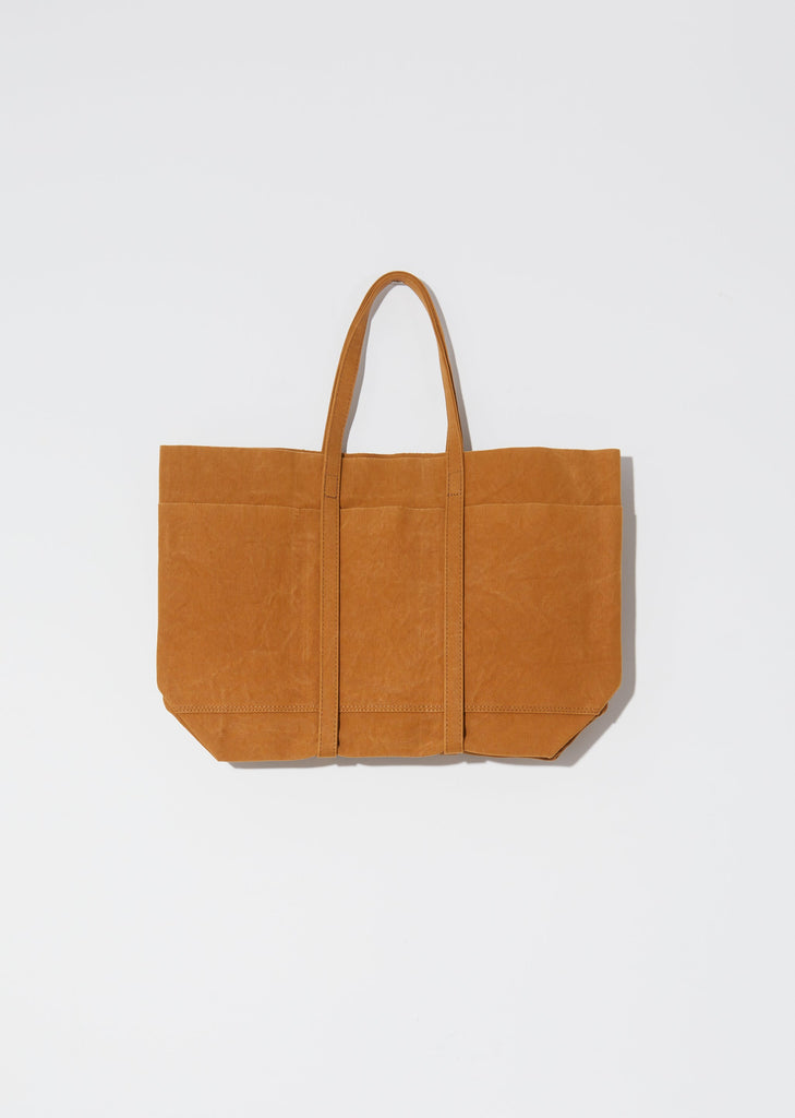 Washed Canvas 6 Pockets Tote M — Mustard