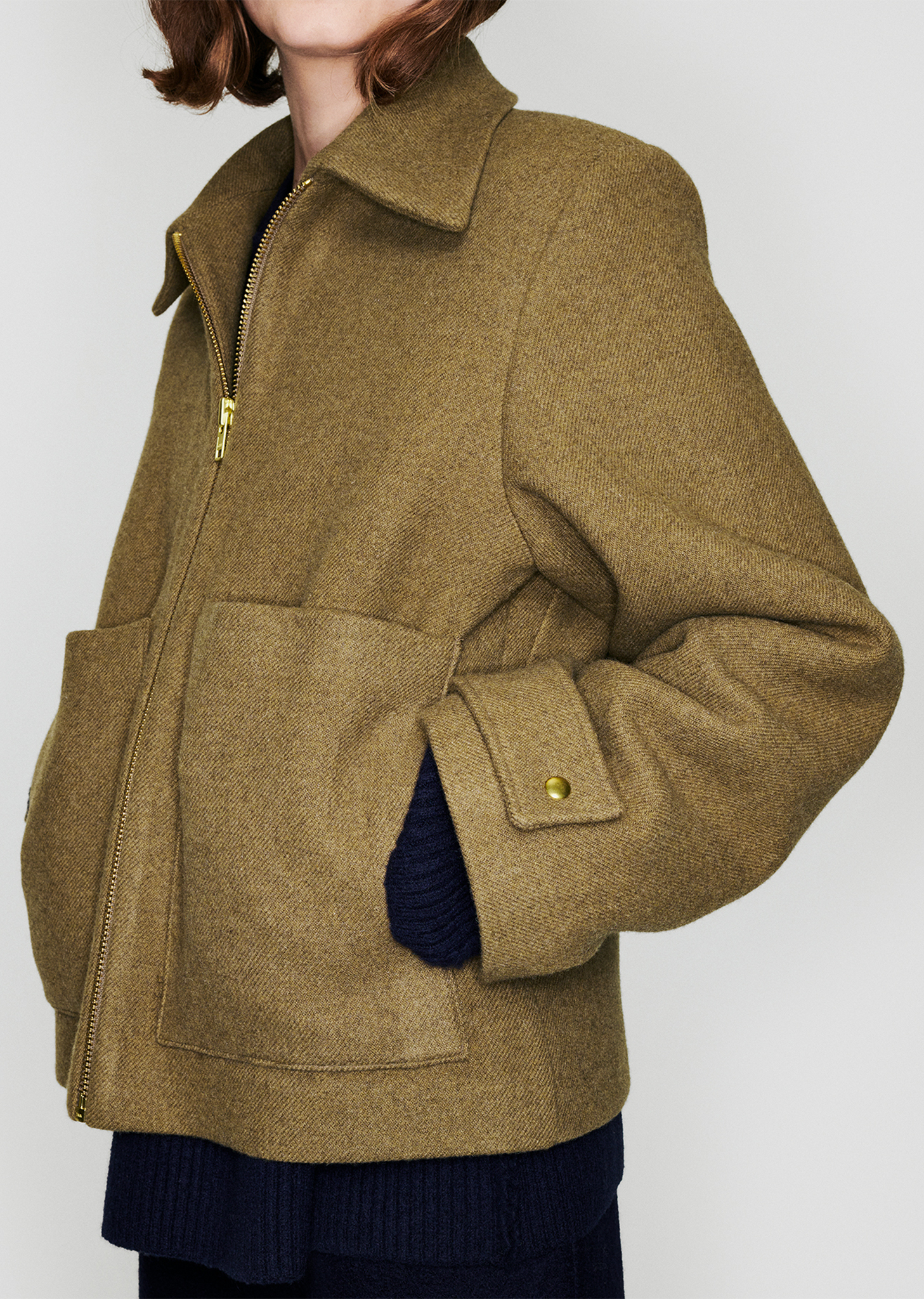 Zip up wool 2024 jacket