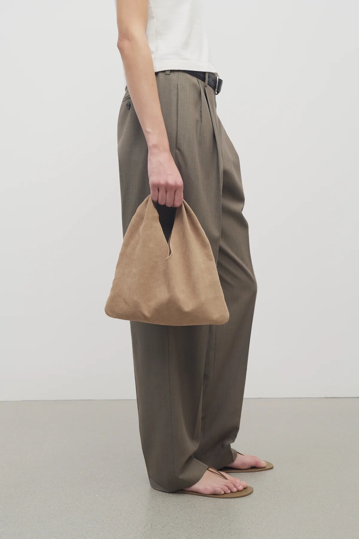 Suede Bindle, Small — Beige Melange – La Garçonne Suede Bindle, Small — Beige Melange – La Garçonne