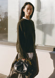 Cashmere BF R-Neck Sweater — Black Olive