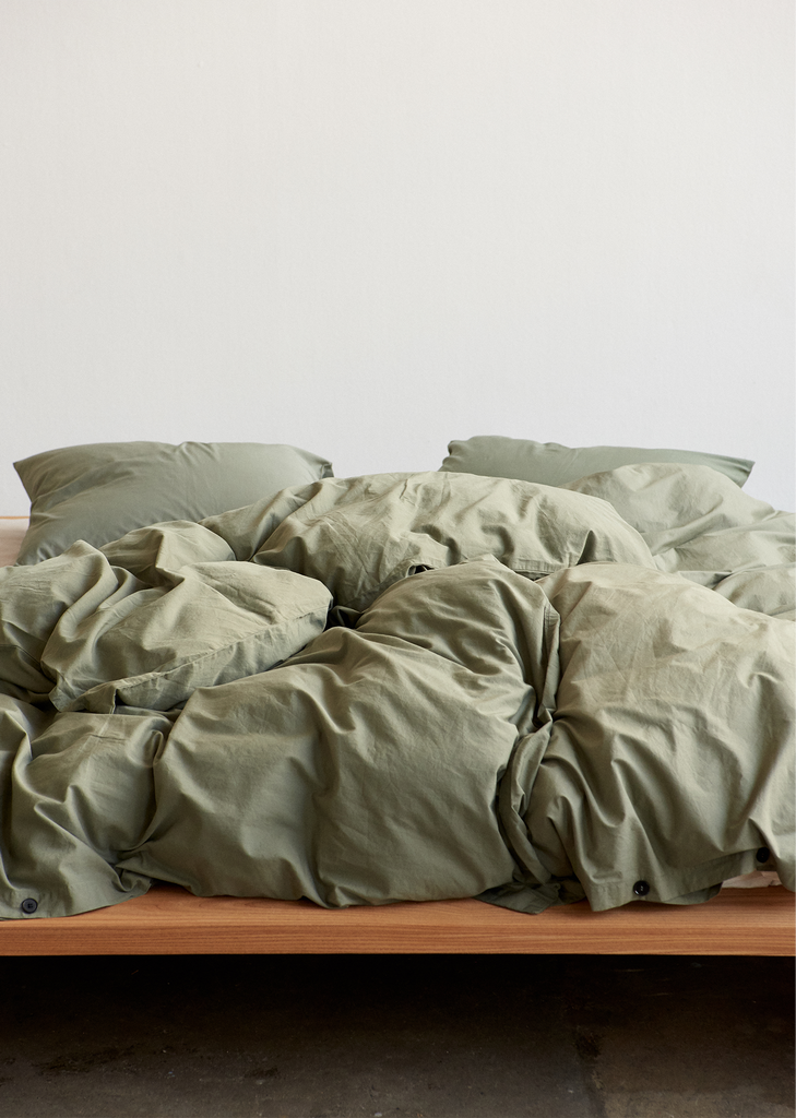 King Percale Double Duvet Cover — Olive Green
