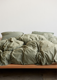 Queen Percale Double Duvet Cover — Olive Green
