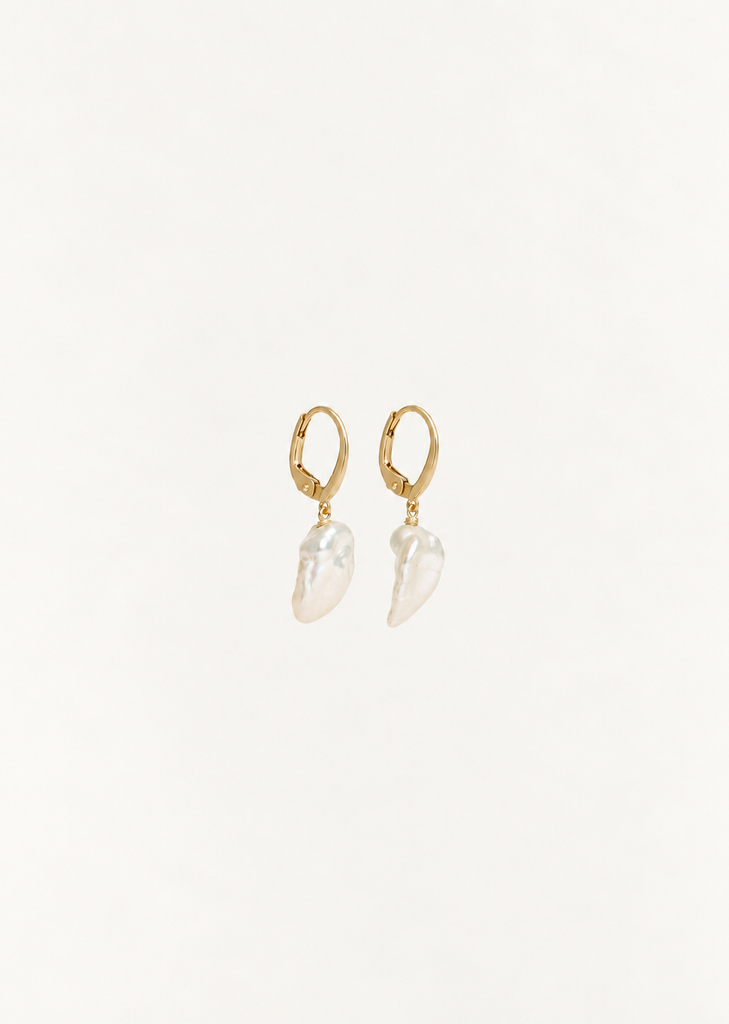 Momo Fresh Water Grey Flat Pearls Earrings