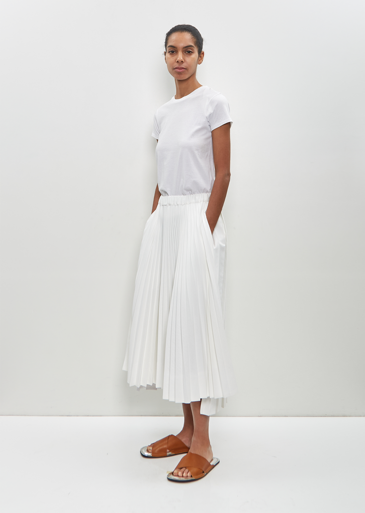 Poly Cotton Pleated Midi Skirt