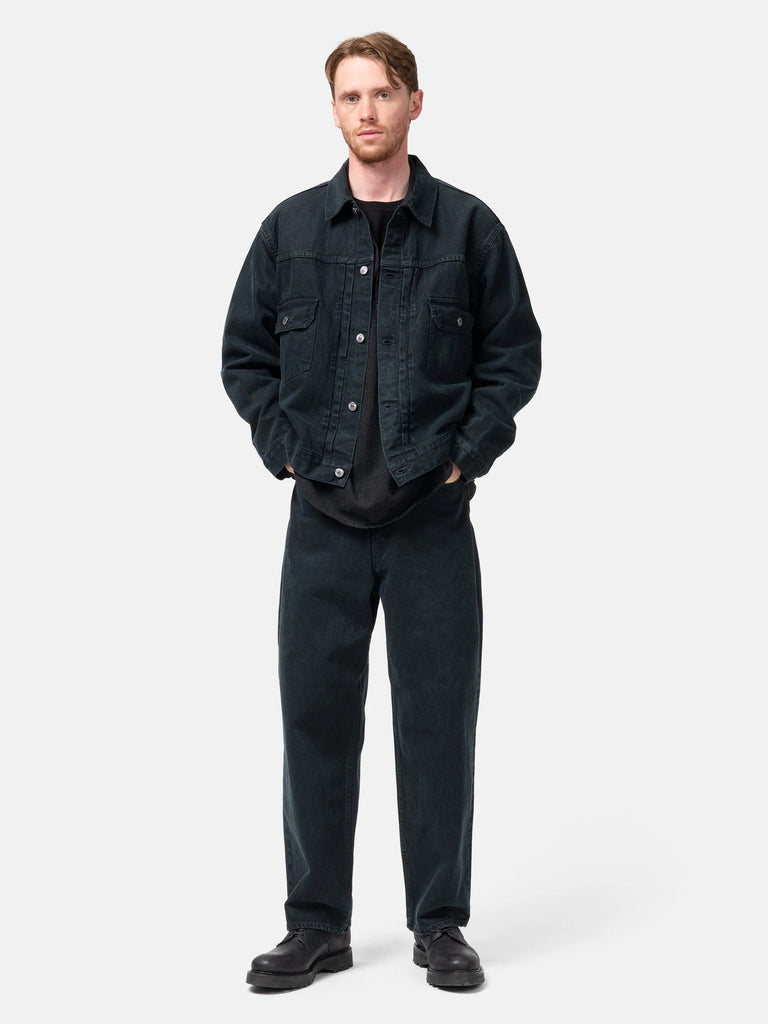 Black Washed Wide Denim Pants