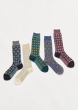 Flower Grid Socks — Medium Grey