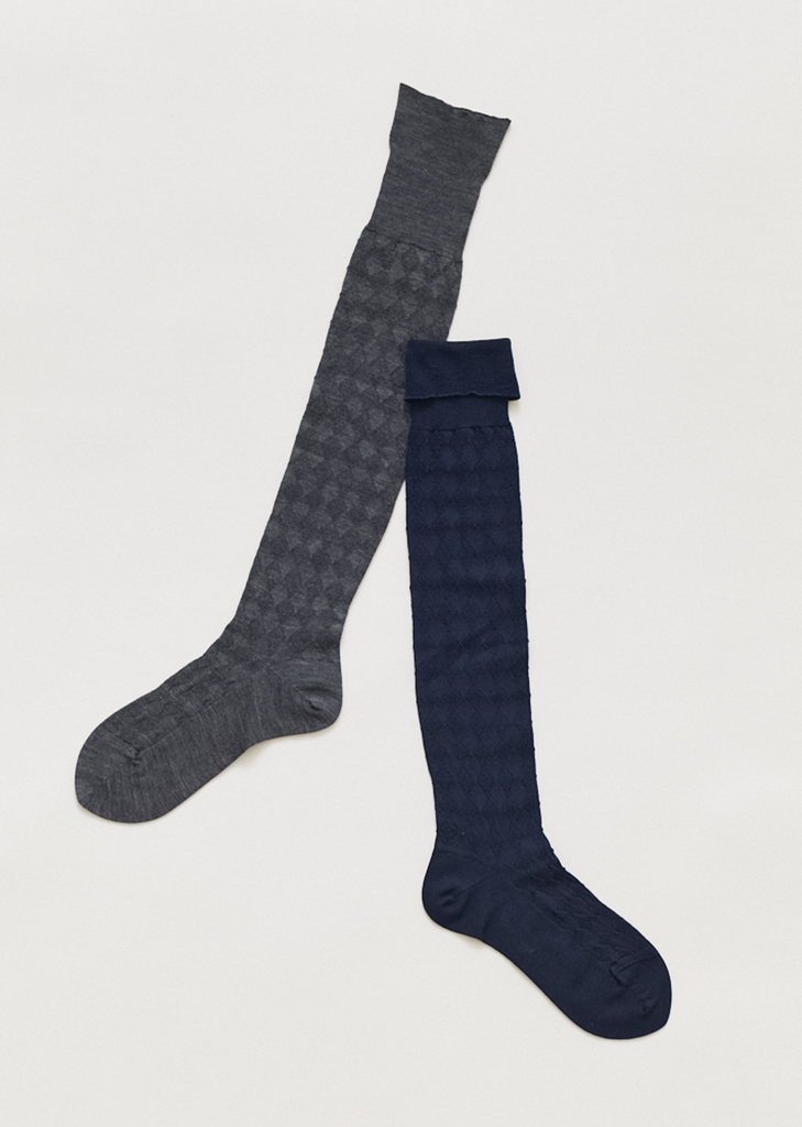 Super Merino Links High Sock — Medium Grey