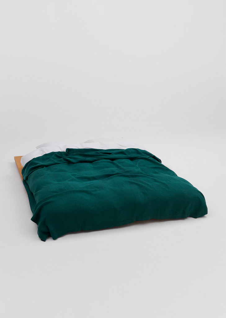 Linen Bedspread — Pine Green