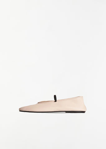 Elastic Leather Ballet Slipper — Milk