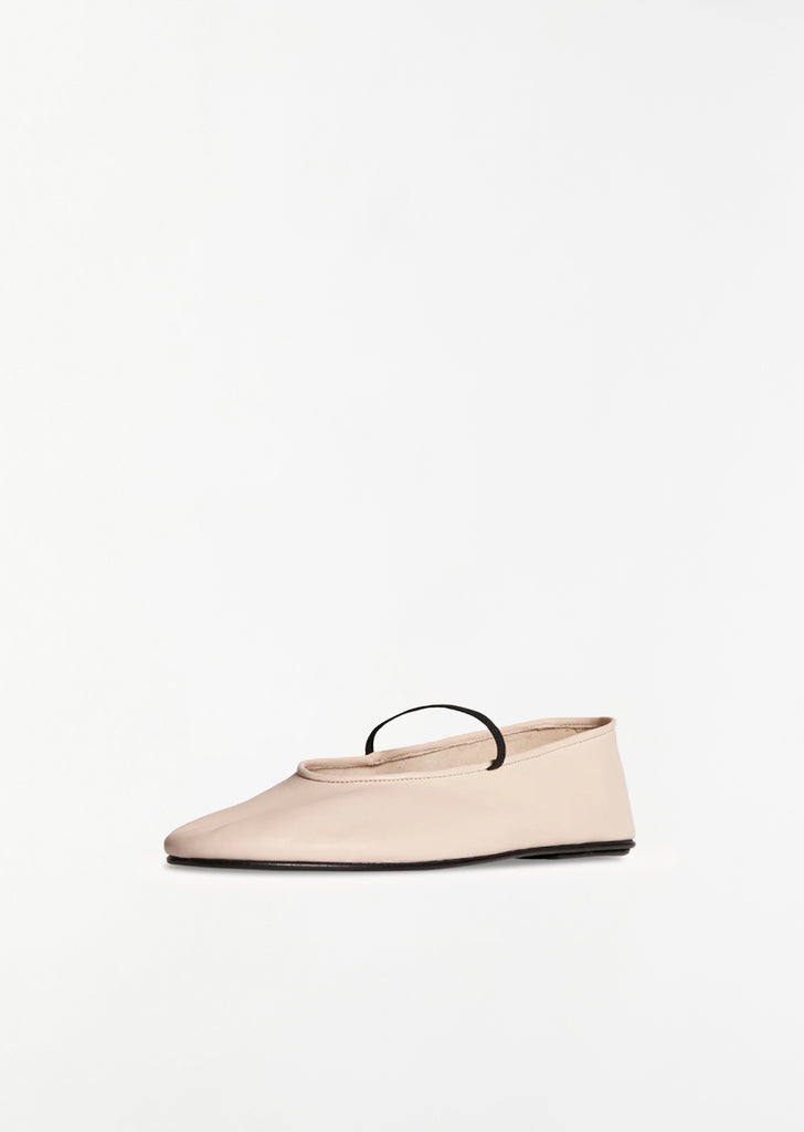 Elastic Leather Ballet Slipper — Milk