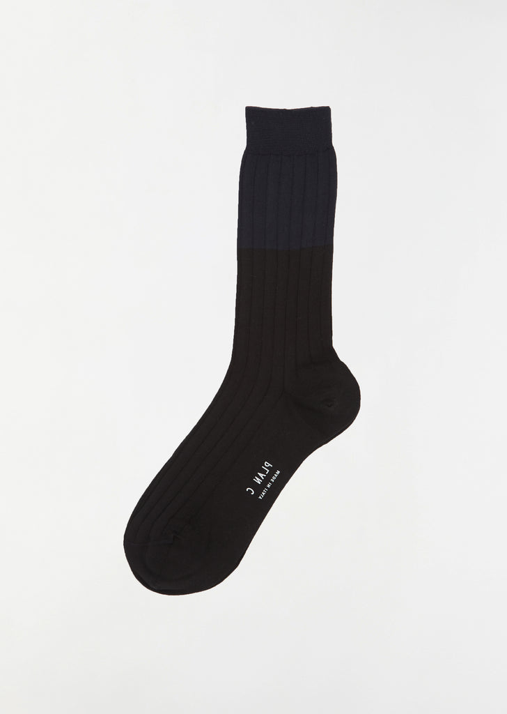 Bi-Color Short Socks — Blue/Black