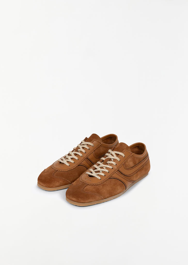 Suede Leather Trainer — Tan