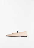 Elastic Leather Ballet Slipper — Milk