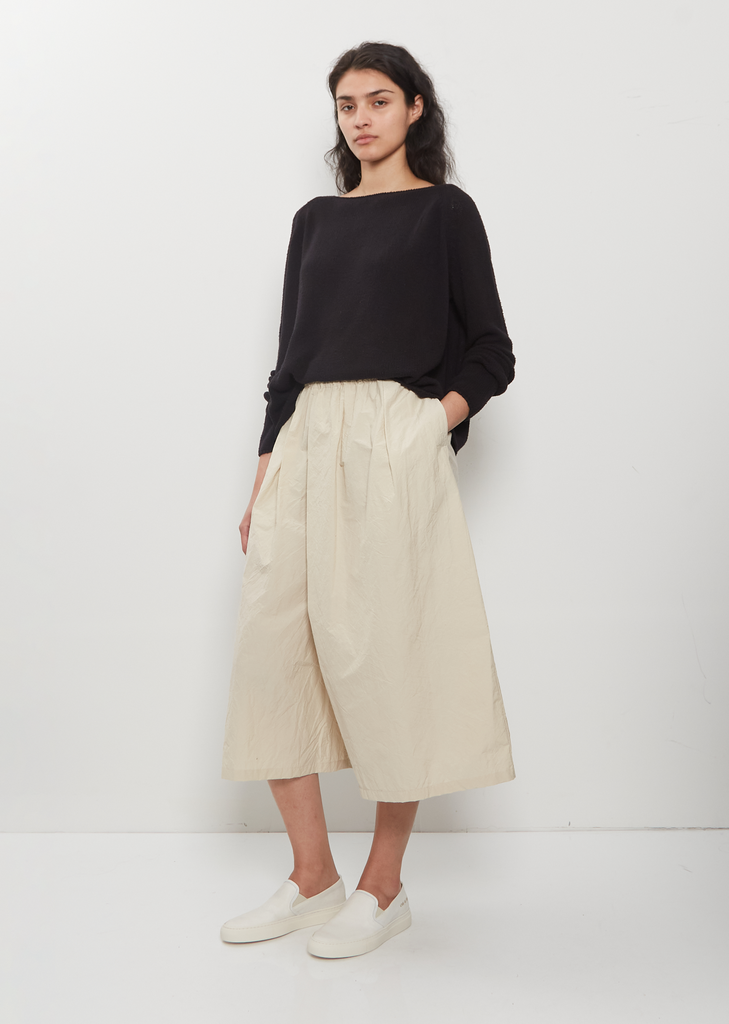 Technical Cotton Wide Trousers — Cappuccino