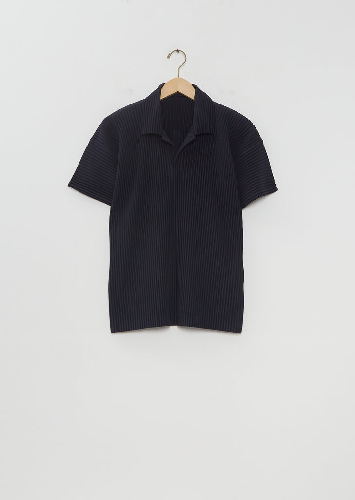 Pleated Basics Polo Shirt — Navy