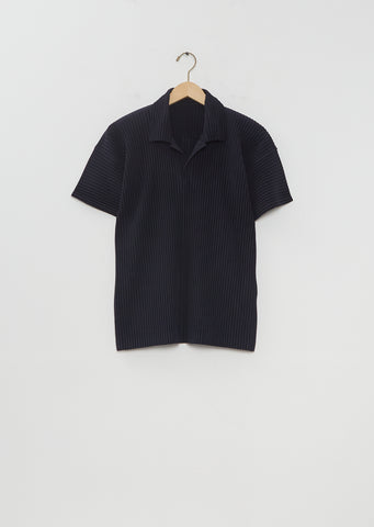 Pleated Basics Polo Shirt — Navy