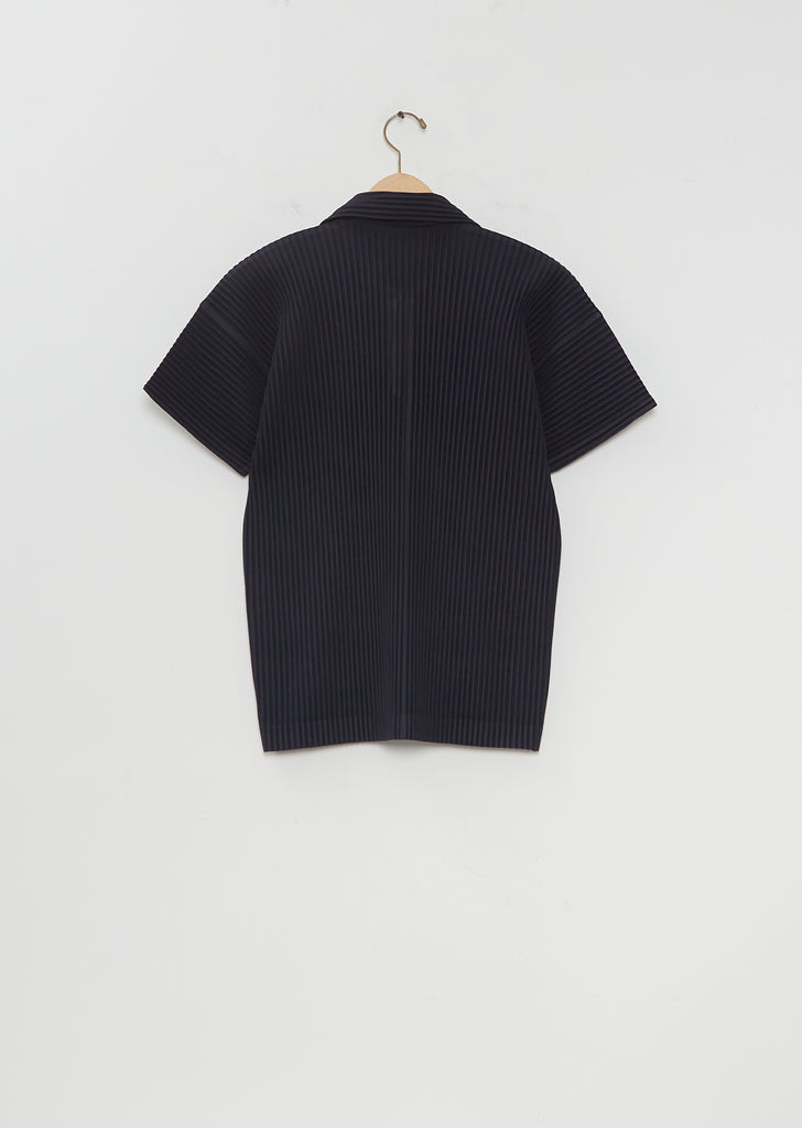 Pleated Basics Polo Shirt — Navy
