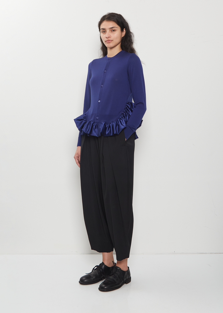 Satin Ruffle Wool Cardigan