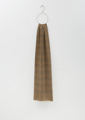 Abhaya Plaid Cashmere Stole — Khaki / Moonless Night