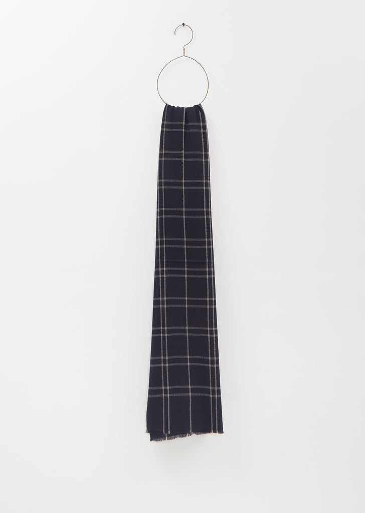 Abhaya Plaid Cashmere Stole — Midnight Blue / Cappuccino