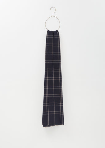 Abhaya Plaid Cashmere Stole — Midnight Blue / Cappuccino