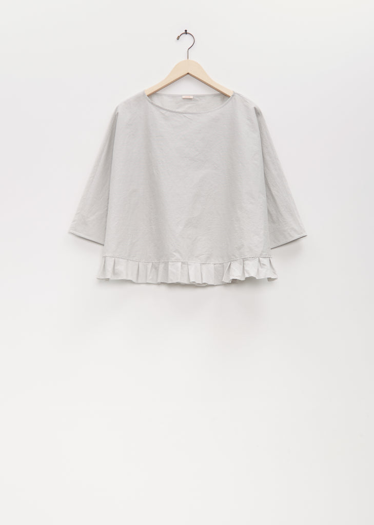 Cotton Silk Pleated Hem Popover — Cement