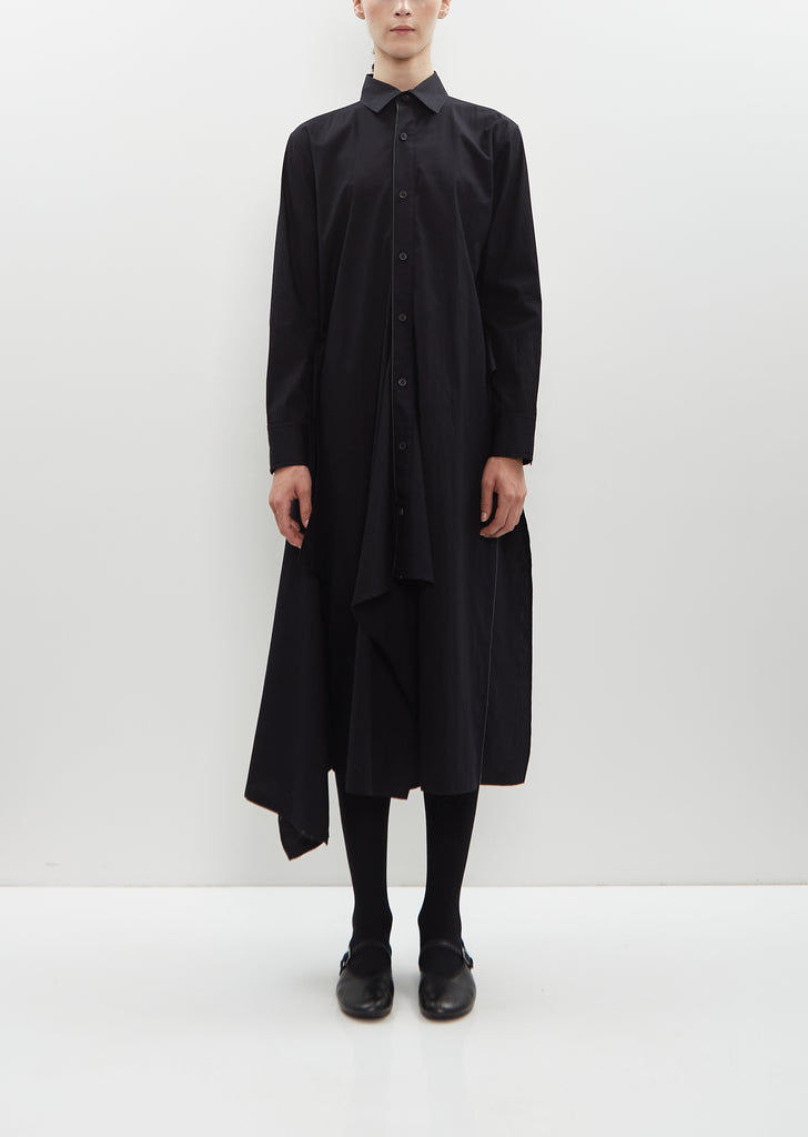 Cotton Draped Shirt Dress