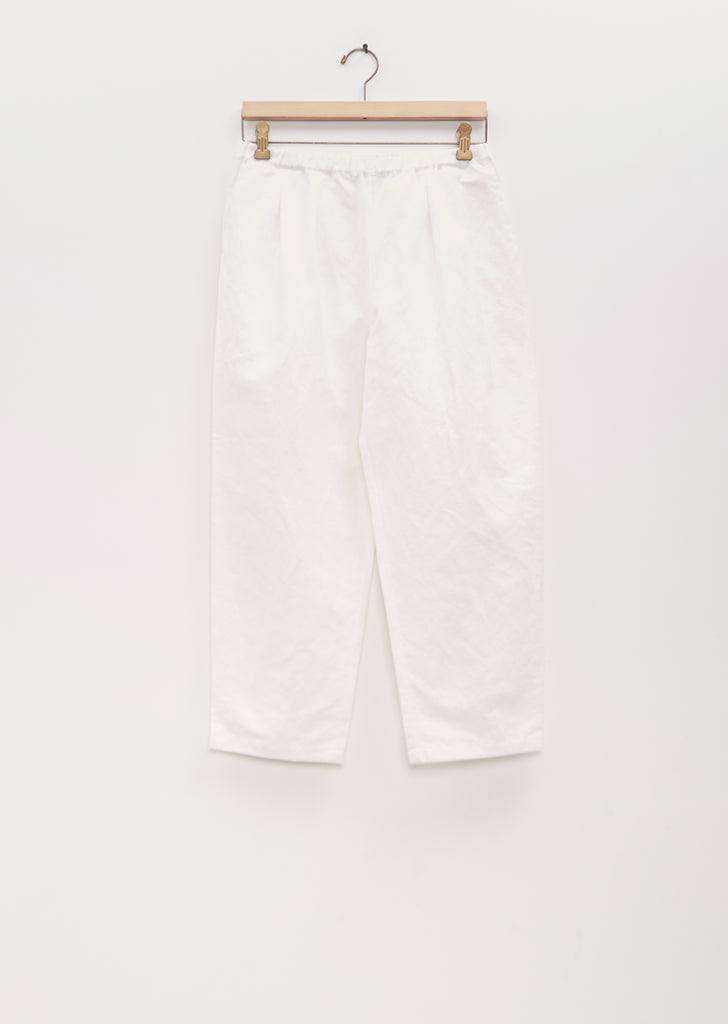 Cotton Linen Cropped Pleated Pant