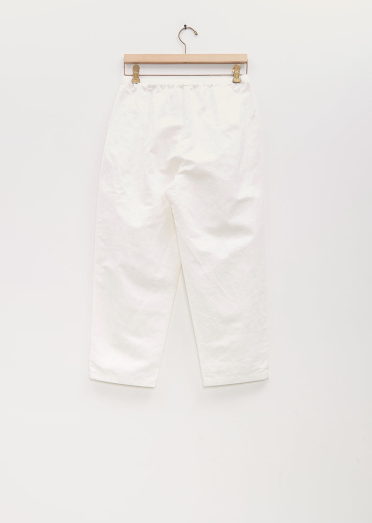 Cotton Linen Cropped Pleated Pant