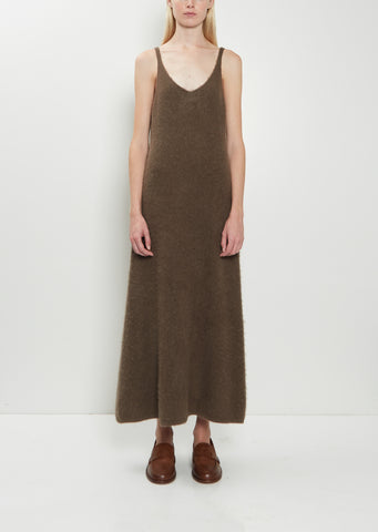 Alpaca Fur Knit Dress — Dark Brown